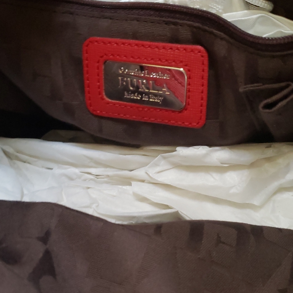 New With Tags Red Furla Shoulder Handbag - Picture 5 of 8